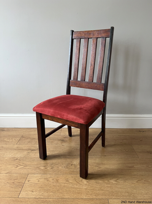 Wooden Dining Chair with Red Upholstered Seat - 2ndhandwarehouse.com