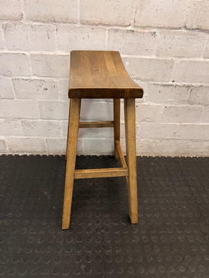 Wooden Saddle Style Bar Stool — Clean Pre-owned Condition - 2ndhandwarehouse.com