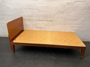Wooden Single Bed Frame with Spring Base — Worn and Old Condition
