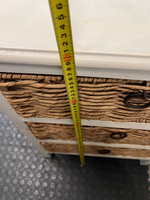 Wooden Storage Pedestal with Woven Wicker Drawers