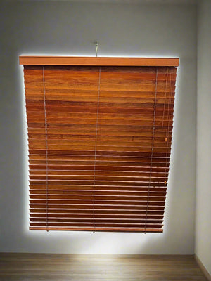 Wooden Venetian Blinds - Rich Brown, 100% Wood - 115cm wide