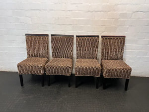 Woven Earth-Tone Dining Chair with High Back - 2ndhandwarehouse.com