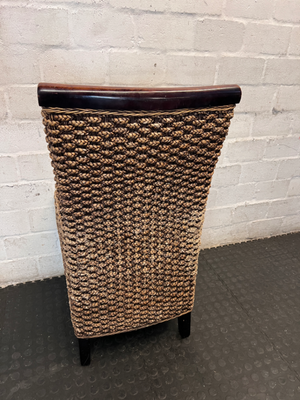 Woven Earth-Tone Dining Chair with High Back - 2ndhandwarehouse.com