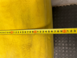 Yellow Velvet-Style Cube Ottoman — Good Working Order