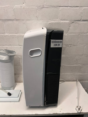 White Hisense Portable Air Conditioner with Exhaust Kit — Good Working Order – side view