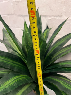 Artificial Variegated Plant in Black Pot with Gold Stand — Good Working Order – depth measurement