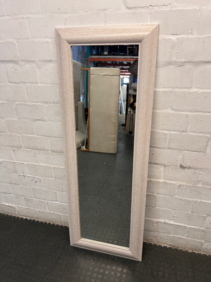 Tall Light Oak Style Framed Wall Mirror — Well Used Condition – condition detail
