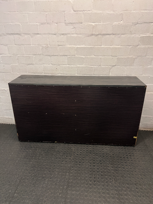 Modern Black Wooden Sideboard with Drawers and Cupboard — Well Used Condition – back view