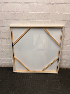 Large Abstract Grey and Black Framed Wall Art — Fair Used Condition – back view