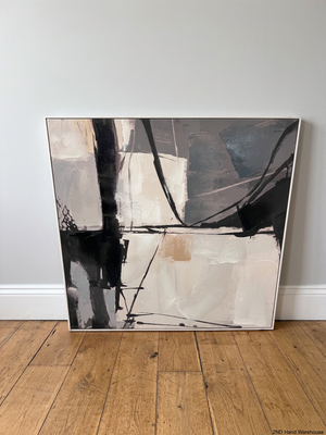 Large Abstract Grey and Black Framed Wall Art — Fair Used Condition – styled product image