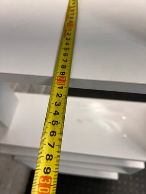 Modern White Zigzag Display Shelf — Used; Fair Condition – depth measurement