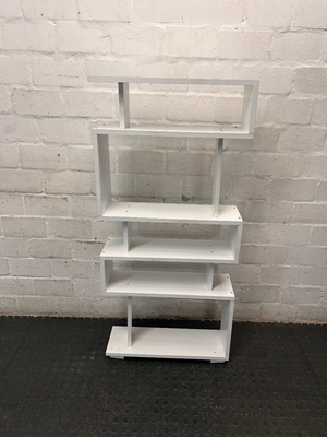 Modern White Zigzag Display Shelf — Used; Fair Condition – main front view