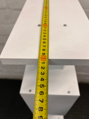 Modern White Zigzag Display Shelf — Used; Fair Condition – width measurement