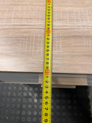 Two-Drawer Scandi-Style Bedside Table — Well Used with Significant Wear – depth measurement