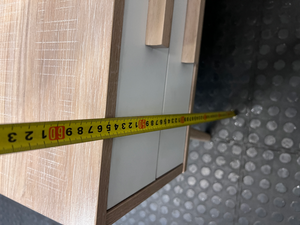 Two-Drawer Scandi-Style Bedside Table — Well Used with Significant Wear – height measurement
