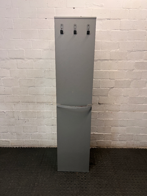 Tall Grey Bookshelf with Bottom Cupboard — Fair Condition with Minor Surface Marks – top view