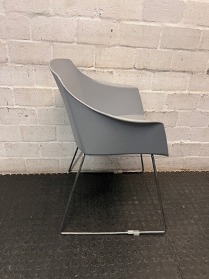 Grey Moulded Dining Chair with Upholstered Seat Pad — Good Working Order – back view