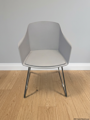 Grey Moulded Dining Chair with Upholstered Seat Pad — Good Working Order – styled product image