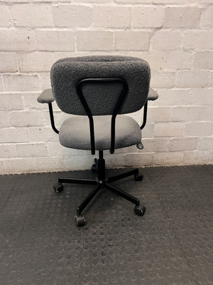 Grey Textured Fabric Swivel Office Chair — Fair Condition – condition detail