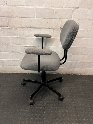 Grey Textured Fabric Swivel Office Chair — Fair Condition – side view