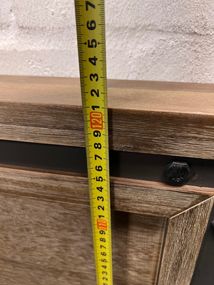 Acacia Wood Queen Headboard with Recessed Panel — Good Working Order – height measurement