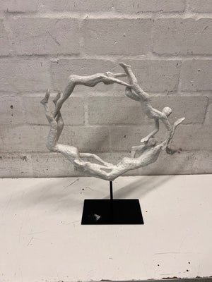White Sculptural Figure Circle on Black Base — Used; Fair Condition – condition detail