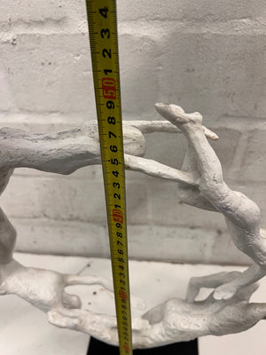 White Sculptural Figure Circle on Black Base — Used; Fair Condition – height measurement