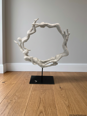 White Sculptural Figure Circle on Black Base — Used; Fair Condition – styled product image