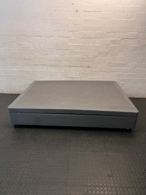 Queen Size Upholstered Fabric Bed Base — Well Used Condition – top view
