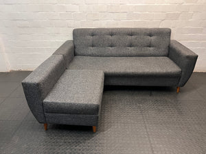 Custom Charcoal Grey L-Shaped Fabric Couch — Slightly Sagging Seat Foam – top view