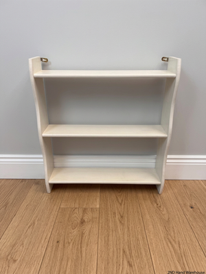 White Wooden Wall-Mounted Display Shelf — Well Used Condition – styled product image