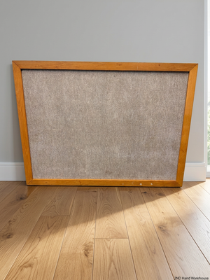 Large Grey Fabric Notice Board with Wooden Frame — Fair Condition with Visible Wear – styled product image