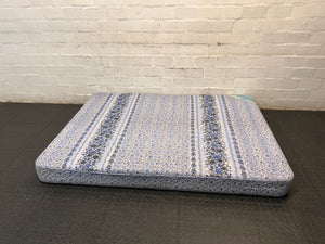 Blue Floral Quilted Double Mattress – back view