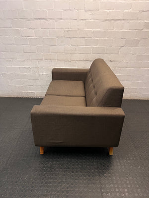 Button Tufted 2 Seater Couch with Wooden Legs – side view
