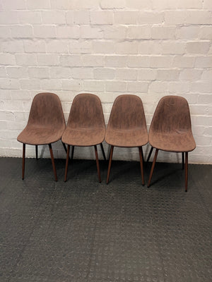 Moulded Tan Faux-Leather Dining Chair with Tapered Legs – side view