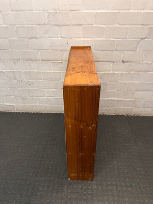 Low Pine Bookshelf with Three Tiers — Fair Condition with Visible Surface Wear – back view