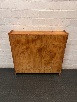 Low Pine Bookshelf with Three Tiers — Fair Condition with Visible Surface Wear – condition detail