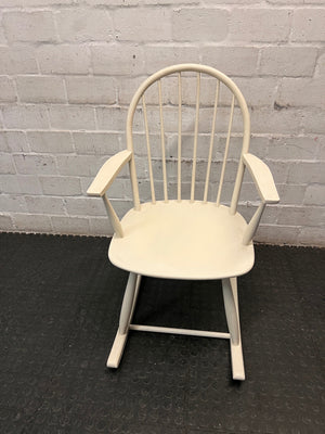 Vintage Style White Spindle Back Rocking Chair — Used; Fair Condition – main front view