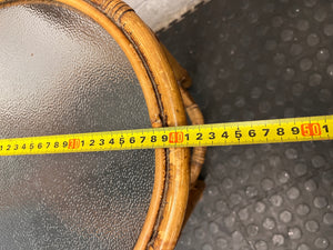 Round Bamboo and Glass Side Table – depth measurement