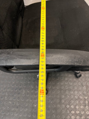Black High-Back Fabric Office Chair — Broken Wheels – width measurement