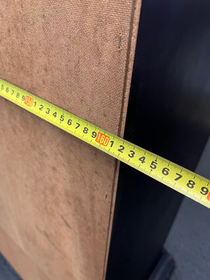 Dark Wood Finish TV Unit with Lattice Detail — Good Working Order – depth measurement