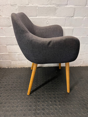 Grey Upholstered Mid-Back Chair with Wooden Legs — Damaged Back Leg – top view