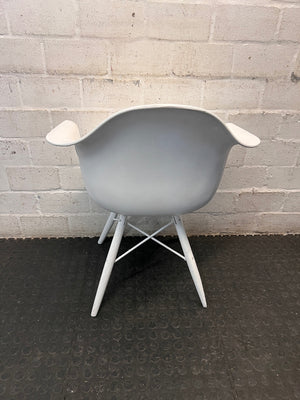 White Moulded Bucket Armchair with Tapered Legs – back view