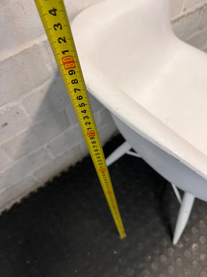 White Moulded Bucket Armchair with Tapered Legs – height measurement