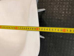 White Moulded Bucket Armchair with Tapered Legs – width measurement
