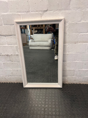 Classic White Framed Rectangular Wall Mirror — Fair Used Condition – side view