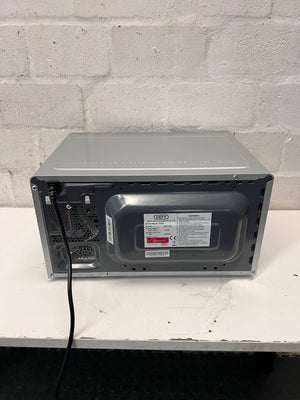Defy Silver Countertop Microwave with Manual Control Dials — Good Working Order – back view