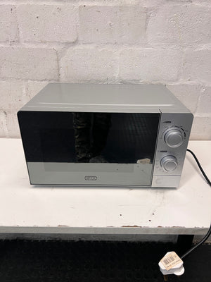 Defy Silver Countertop Microwave with Manual Control Dials — Good Working Order – main front view