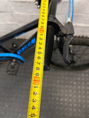 20 Inch Avalanche Mountain Bike in Black and Blue — Good Condition with Fair Wear – depth measurement