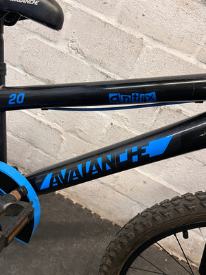20 Inch Avalanche Mountain Bike in Black and Blue — Good Condition with Fair Wear – top view